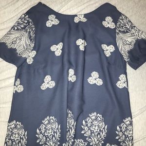 Blue and white patterned dress